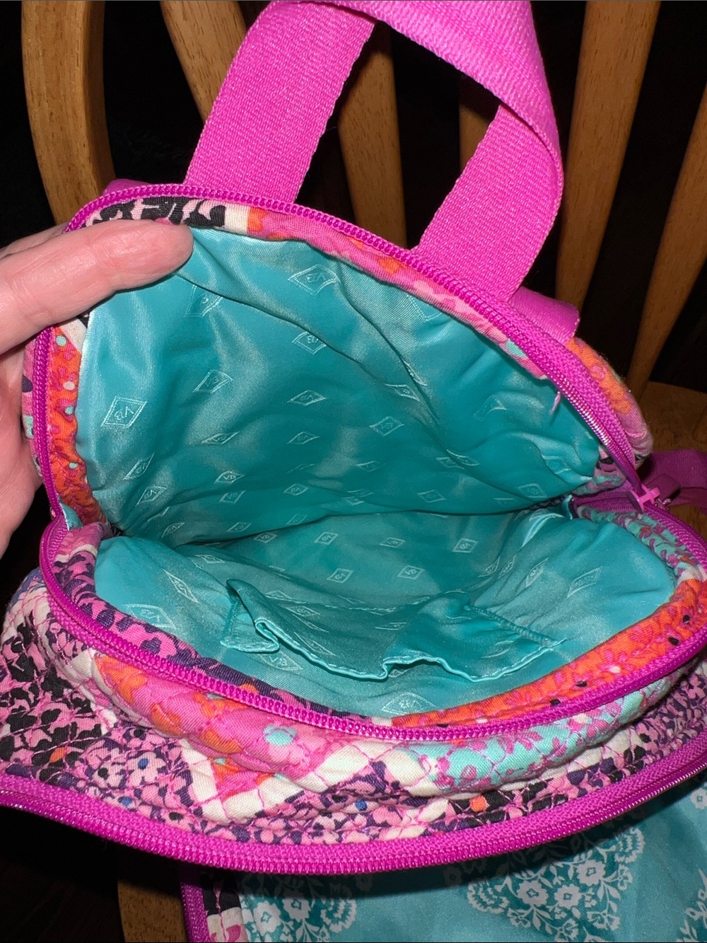 Vera Bradley Quilted Patchwork Backpack in Pink and Orange - Picture 6 of 6